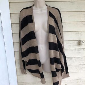 ALLEN B striped open cardigan sweater/acrylic/nylo
